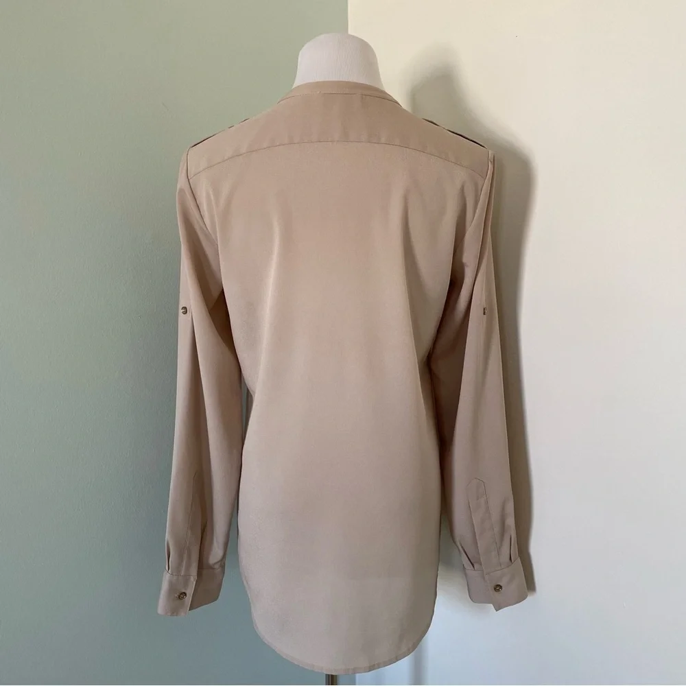 Calvin Klein Women’s Button Down Blouse Size S Beige